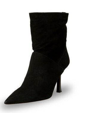 Hugo Boss Women's Black Suede Leather Heeled Boots Shoes US 9 IT 39